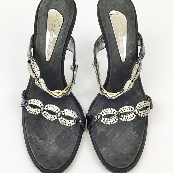 Giuseppe Zanotti Black Capretto Stilettos Jewel Emmbedded